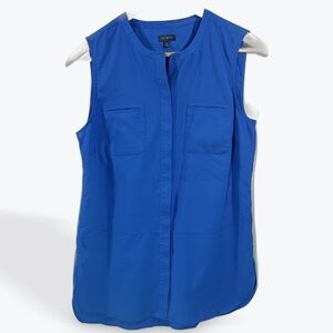 Talbots Cobalt Blue Sleeveless Buttoned Tank Blouse Medium